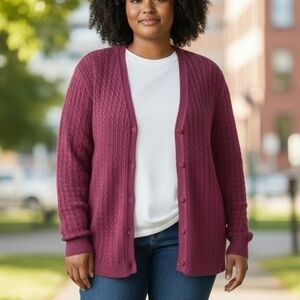 Pendleton Cable Knit Cardigan  Button-up Cotton Blend - L